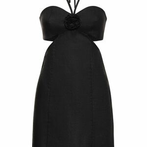 Reformation Black Strapless Dress with Floral Detail